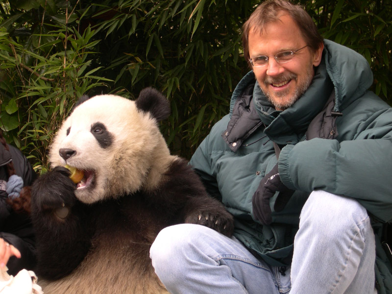 Photo of Richard Rice and a panda